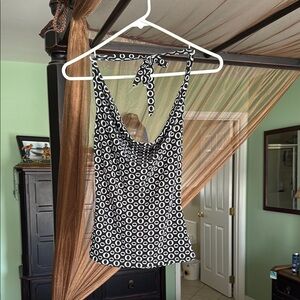 Black and White Tie Front Backless Tank Top